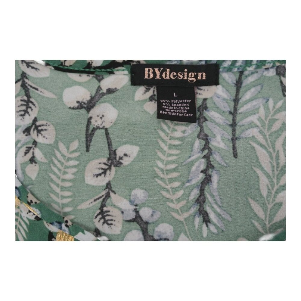 By Design ⭐️ Green Floral Short Sleeve Top‎ 🌱 L - Picture 3 of 3